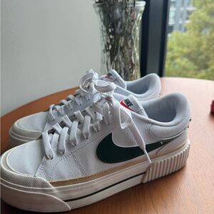 Nike Women's White and Dark Green Sneakers